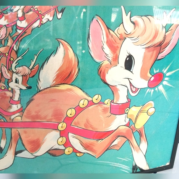 Rudolph the Red Nosed Reindeer Christmas Album + Cover Original Graphics Framed - Picture 5 of 7